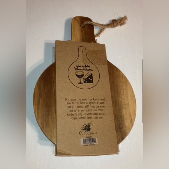 NEW JOZIE B WHEN IN DOUBT WINE AND CHEESE Acacia Wood Serving Board & Knife … - Picture 3 of 5